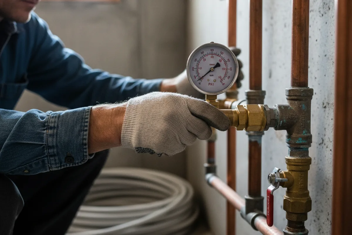 Pressure testing a repaired line during Water Line Repair in Wilkesville